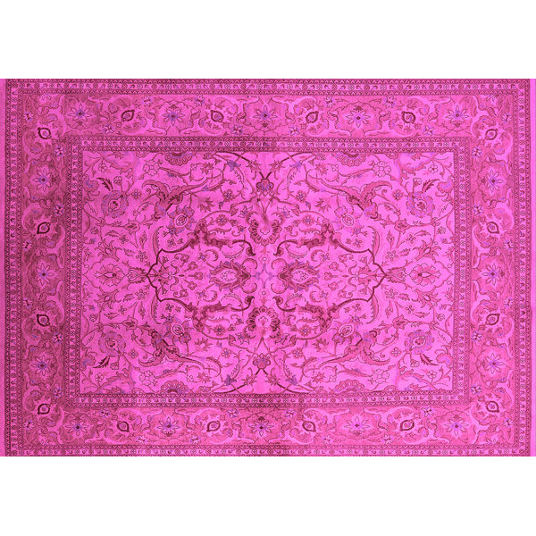 Bungalow Rose Machine Woven / Power Loomed Black/Pink Rug Wayfair